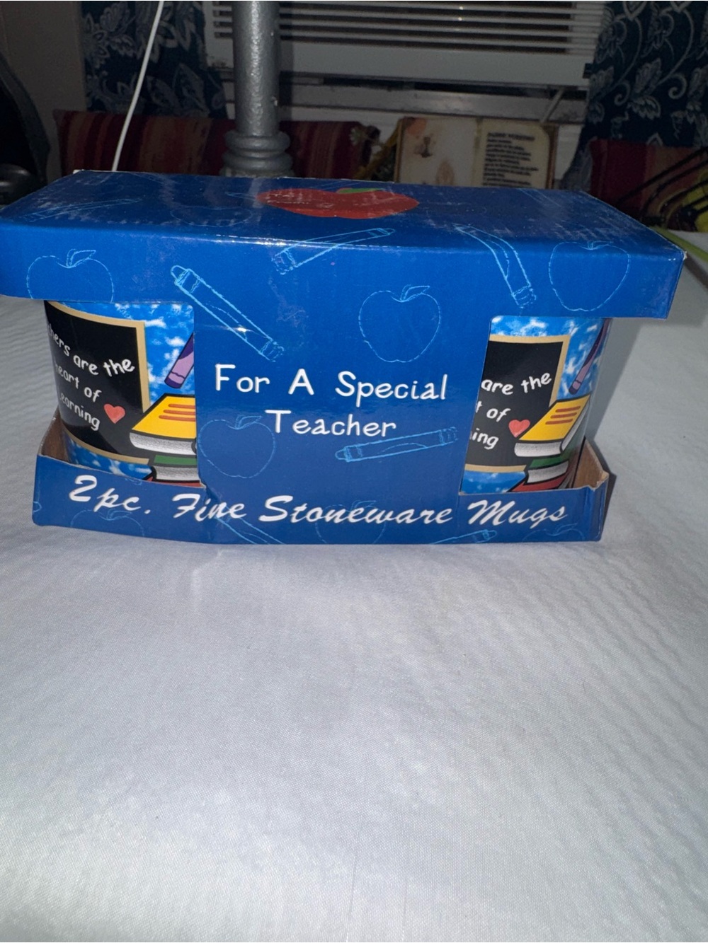 For A Special Teacher Blue 2pc Stoneware Mug Gift Set